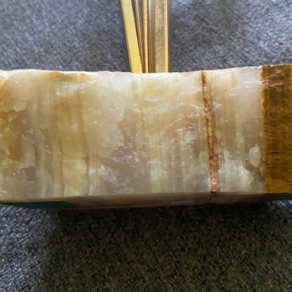 UNIQUE Metal Flower With Stone Base signed Whitish 1984 G1 - Picture 4 of 11